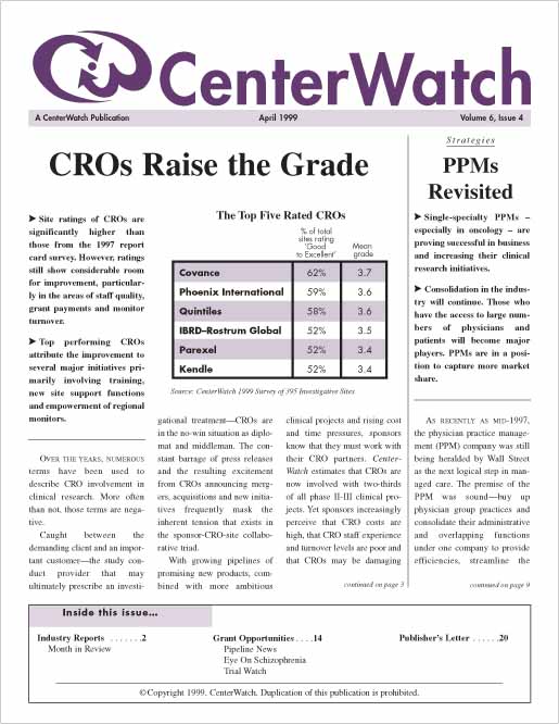 April 1999 – The CenterWatch Monthly : PDF