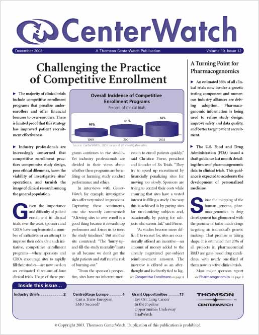 December 2003 – The CenterWatch Monthly : PDF