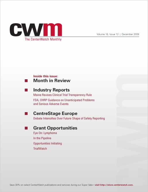 December 2009 – The CenterWatch Monthly : PDF