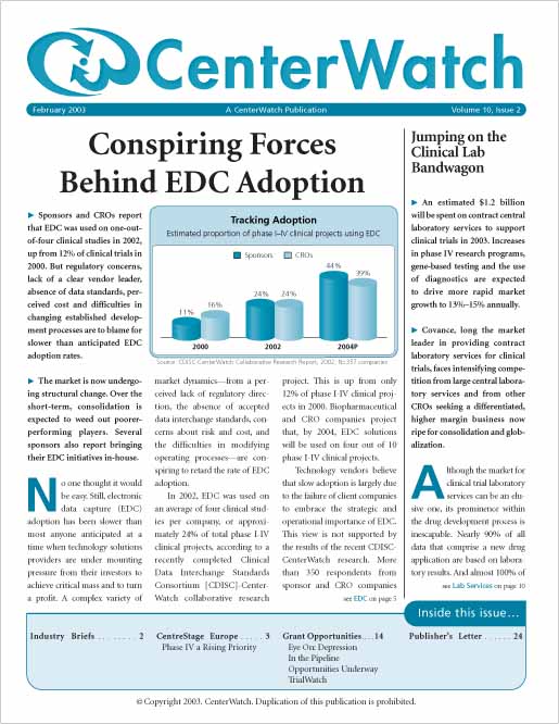 February 2003 – The CenterWatch Monthly : PDF
