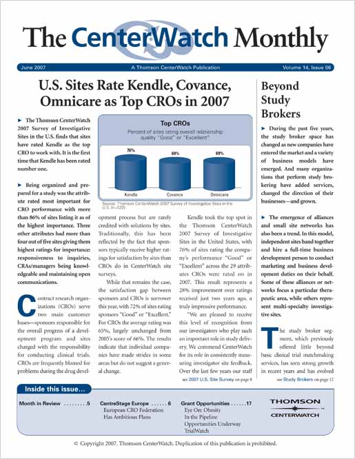 June 2007 – The CenterWatch Monthly : PDF