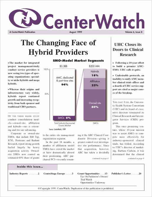 August 1999 – The CenterWatch Monthly : PDF