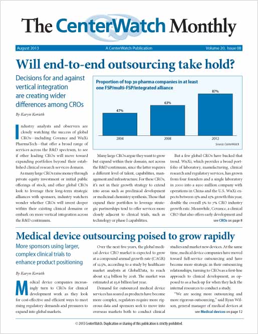 August 2013 – The CenterWatch Monthly : PDF