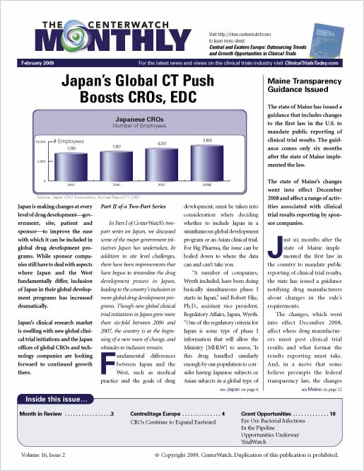 February 2009 – The CenterWatch Monthly : PDF