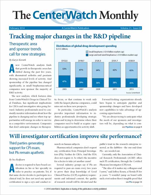 February 2014 – The CenterWatch Monthly : PDF