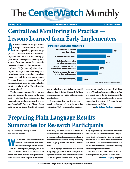 January 2019 – The CenterWatch Monthly  : PDF