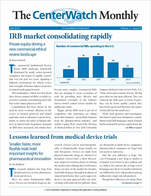 July 2014 – The CenterWatch Monthly : PDF
