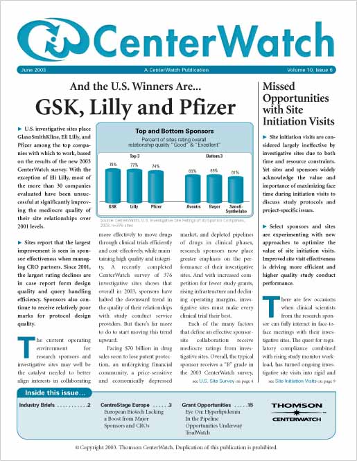 June 2003 – The CenterWatch Monthly : PDF